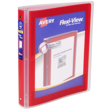 Avery Flexi-View 3 Ring Binder, 1 Inch Round Rings, 1 Red Binder (17606) 1